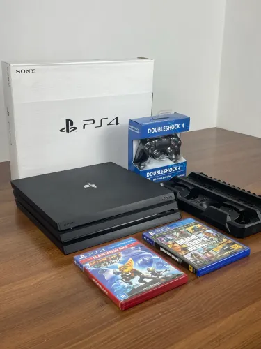 PS4 Pro Na Caixa + GTA 5 + Suporte Cooler | Impecável