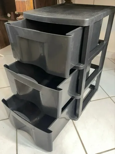 Gaveteiro de chão Plástico Preto 3 Gavetas 56x33x36cm