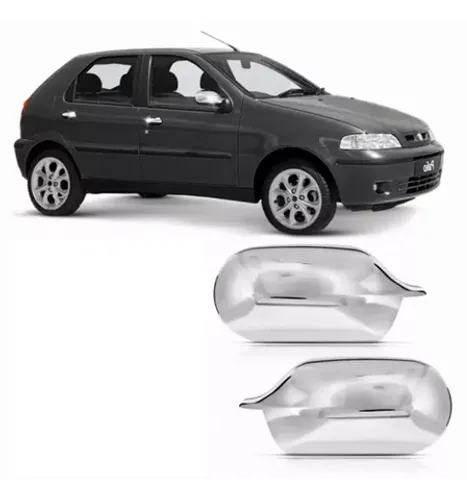 Aplique Fiat Palio 2001 à 2003 e Uno Fire 2005/ - Retrovisor Cromado - LD LE