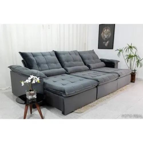 Sofá Retrátil Reclinável 3.20m Molas Bonnel D28 Soft rf54