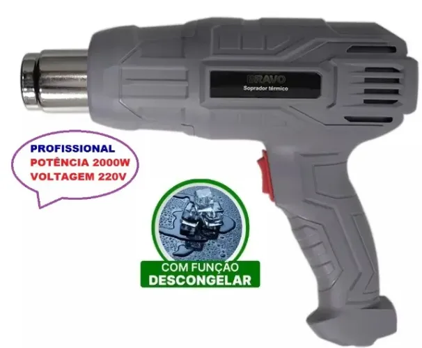 Soprador Térmico Titanium Bravo Profissional Ar Quente 300 a 500c 2000W Função Descongelar