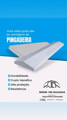 Pingadeiras e rufos de concreto vibrado alta qualidade e durabilidade