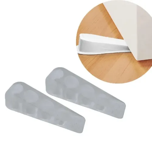 Kit 2 Trava Porta Fixador Peso Prendedor Transparente Grande 9,5 X 2,5cm Yazi