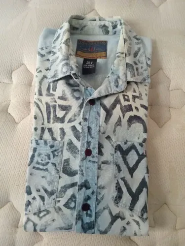 Camisa jeans masculina Coca Cola, tamanho M, 100% algodão 