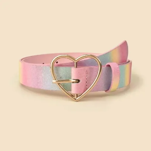 Cinto Fivela de Coração Cinto Arco-Íris