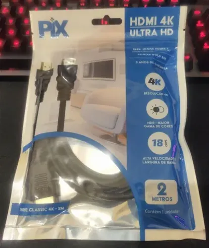 Cabo HDMI 2.0 - 2 metros - 4K 60Hz / FullHD 240Hz - Conectores Ouro 24K