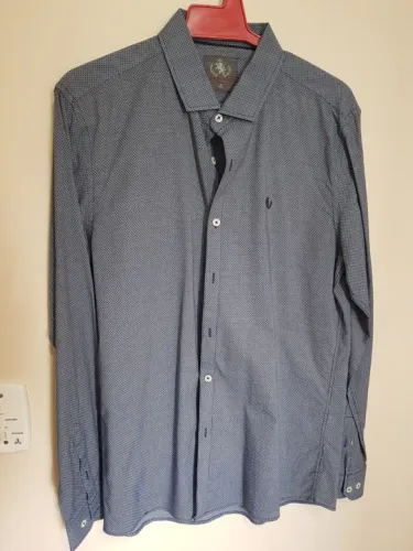 Camisa Social Masculina Manga Longa Azul, marca Resumo, tamanho 4