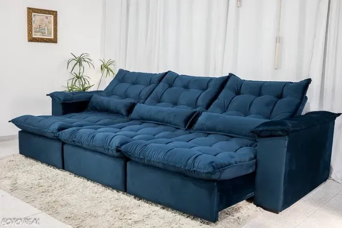 Sofá Retrátil Reclinável Molas Bonnel 3,20m OPORTUNIDADE rf54