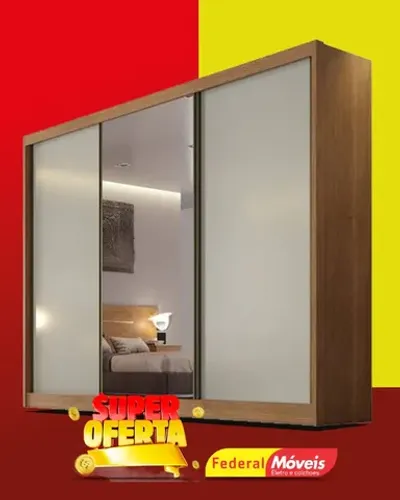 Guarda Roupa Casal 100% MDF 3 Portas 6 Gavetas com Espelho Promoçao Fazemos Entrega Novo