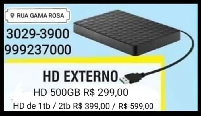HD externo e SSD