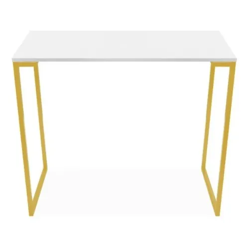 Mesa Escritório Office Estilo Industrial Dourado Branco
