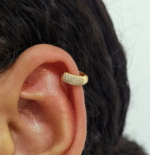 DESCONTO! Piercing Argolinha Ouro 18k com Zircônias 