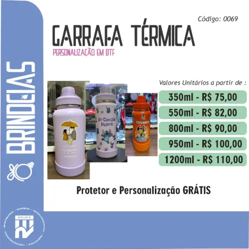 Garrafa Térmica Inox Personalizada Brindeias - Brindes Personalizados Brindeias