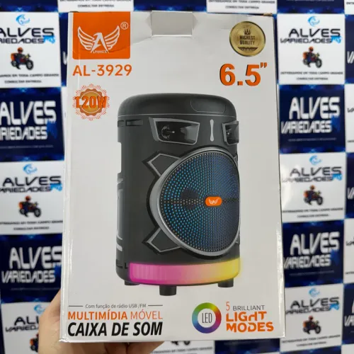 Caixa de som sem fio bluetooth com entrada para microfone 