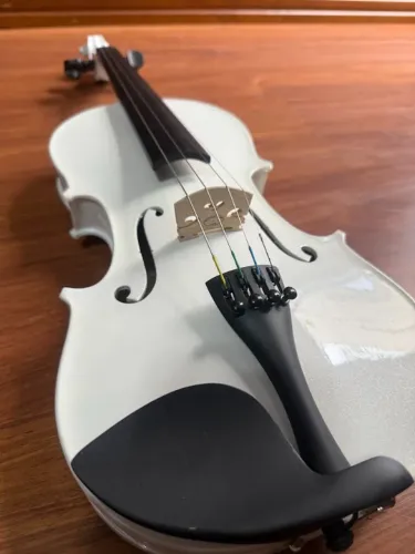 Violino 4/4 branco acustico luthieria prosperar madeira completo estoj térmic arco crina o