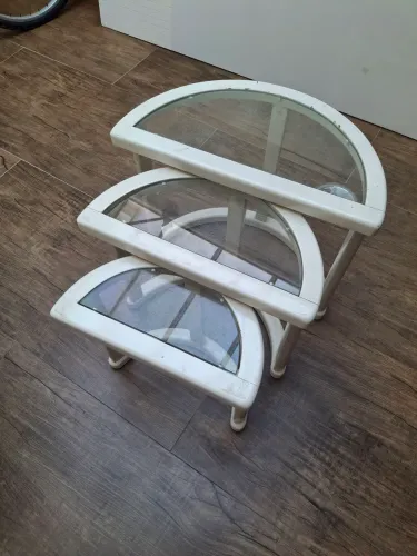 Conjunto de Mesas de canto com tampo de vidro