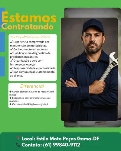CONTRATA-SE MECÂNICO DE MOTO COM EXPERIÊNCIA
