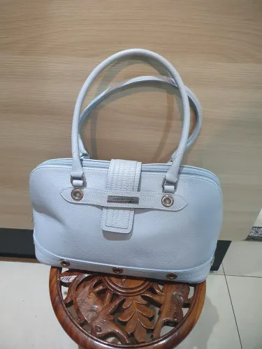 Bolsa Santa Marinella azul em couro