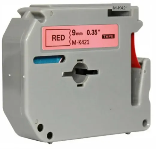 Fita Rotuladora 9mm X 8m Mk Compatível Com Pt-70 Pt-80 Pt-90 M-k421 Vermelha / Letra Preta