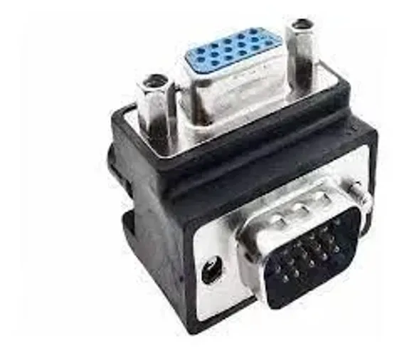 Adaptador de conector VGA HD15 9 pinos macho para fêmea M/F 90 graus