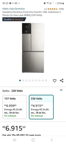 Geladeira Electrolux Frost Free Inverter 590L AutoSense 3 Portas - Inox novíssima 6 meses