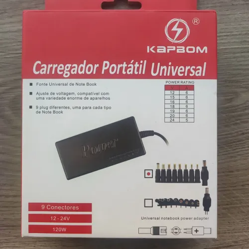 Carregador Portátil Universal 9 Conectores 12-24V 120W