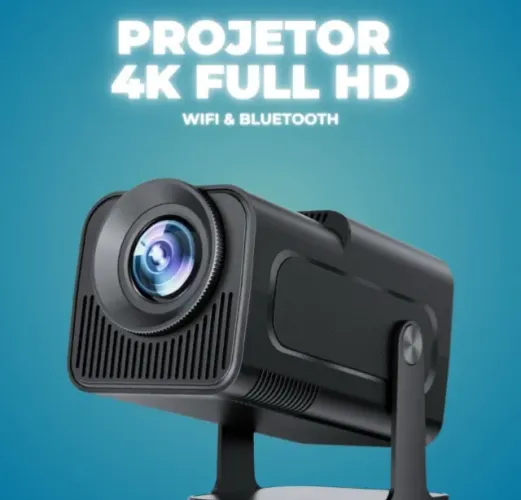 Projetor Android 13 HY320 com Entrada HDMI, Bluetooth e Wi-Fi