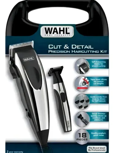 Kit de máquinas para Cortar Cabelo e Aparador de Pelos Cut & Detail Wahl<br><br><br>