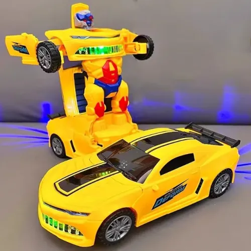 Carrinho Transformers Vira Robô Com Luz e Som Bate