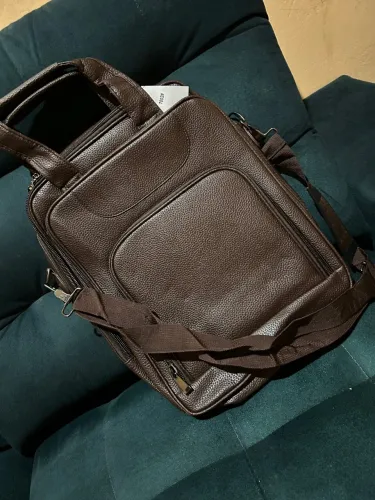 Mochila e bolsa de Couro Marrom para Notebook