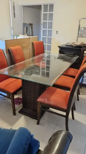 Mesa de Jantar de Vidro com 6 Cadeiras Jacauna