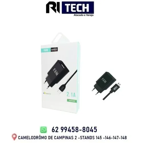 Kit Carregador Micro Usb V8 Fam 2.1A FKT1108 1 Ano Garantia