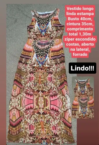 Vestido longo P estampado