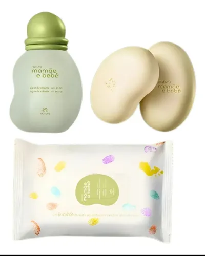 Kit Natura mamãe bebê Colônia + sabonete + lenço umedecido 
