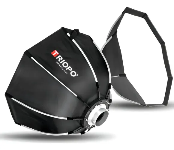 Octabox triopo 55cm bowens com dois difusores branco