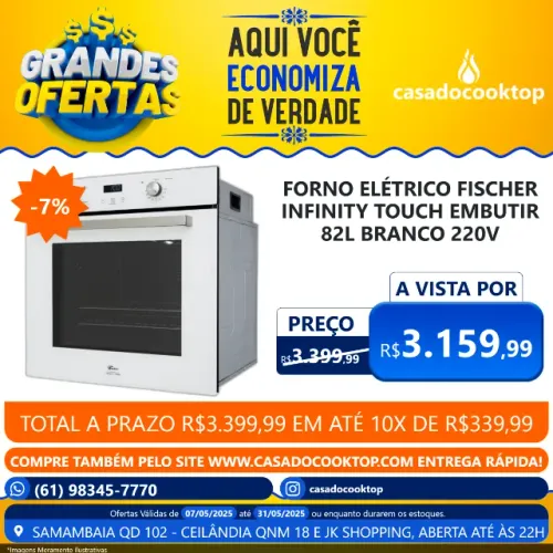 Forno Elétrico Fischer Infinity Touch Embutir 82l Branco 220v 28607[75727]