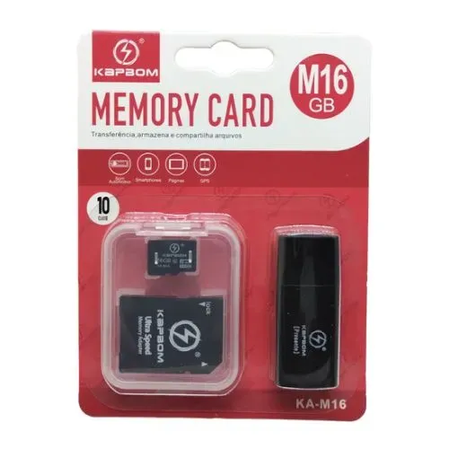 Cartão de Memória 16 Gigas + Adaptadores