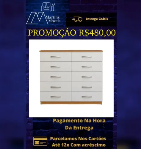 GRANDE PROMOÇÃO CÔMODA MARBELA 10 GAVETAS ENTREGA GRATIS ACEITA CARTÃO
