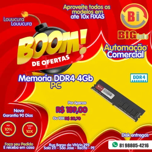 Memoria 4GB DDR4 2100/2400/3200 - Computador - Garantia