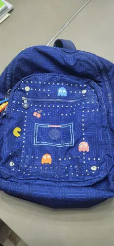 Mochila e estojo kipling azul menino infantil adolescente pac man game