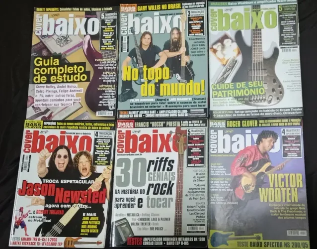 Lote de 6 Revistas Cover Contrabaixo Brinde Método de Contrabaixo Fundamentos