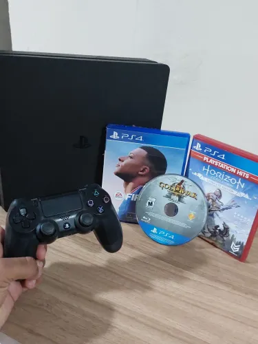 Ps4 slim de 1tb + 1controle + 3 jogos de brinde