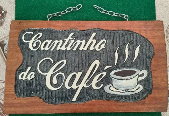 Placa de madeira maciça "Cantinho do café"