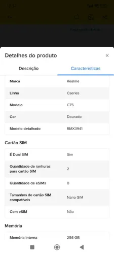 Smartphone realmente c75