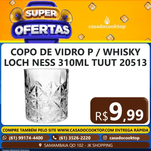 COPO DE VIDRO P/WHISKY LOCH NESS 310ML TUUT 20513