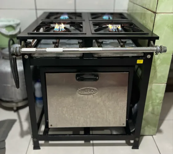 Fogão 4 Bocas Industrial Alta Pressão Com Forno Economic