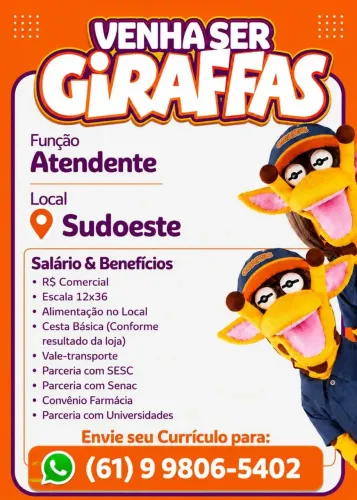 Vaga de atendente Sudoeste
