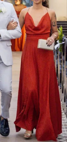 Vestido longo terracota