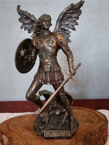 Estátua São Miguel Arcanjo 32cm Veronese Collection Bronze Original