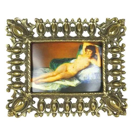 Grande Porta retrato a Mesa bronze maciço polido ostentando profusa ornamentação *